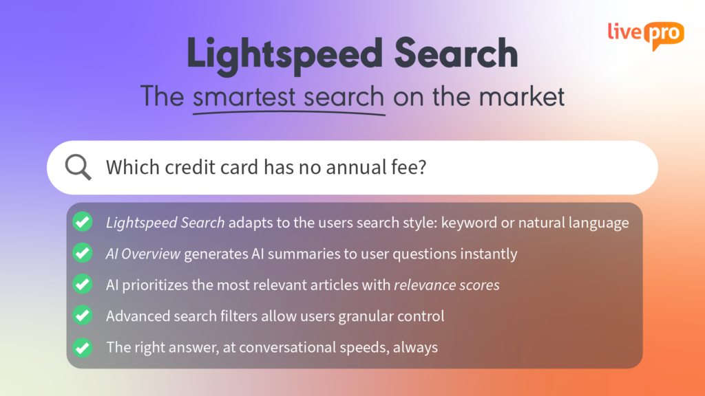 livepro lightspeedAI lightspeed Search 